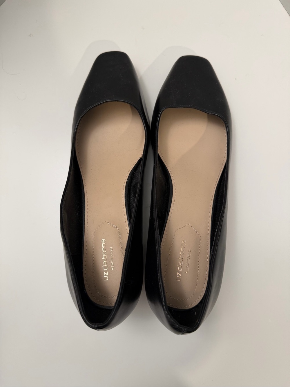 Liz Claiborne Black Square-Toe Slip-On Flats